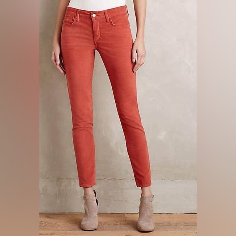 Pilcro red script corduroy pants